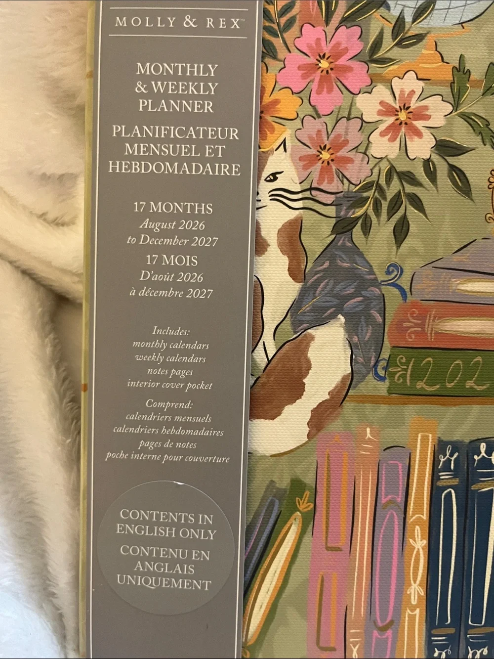 Molly & Rex Olive Floral Bookshelf Monthly & Weekly Planner